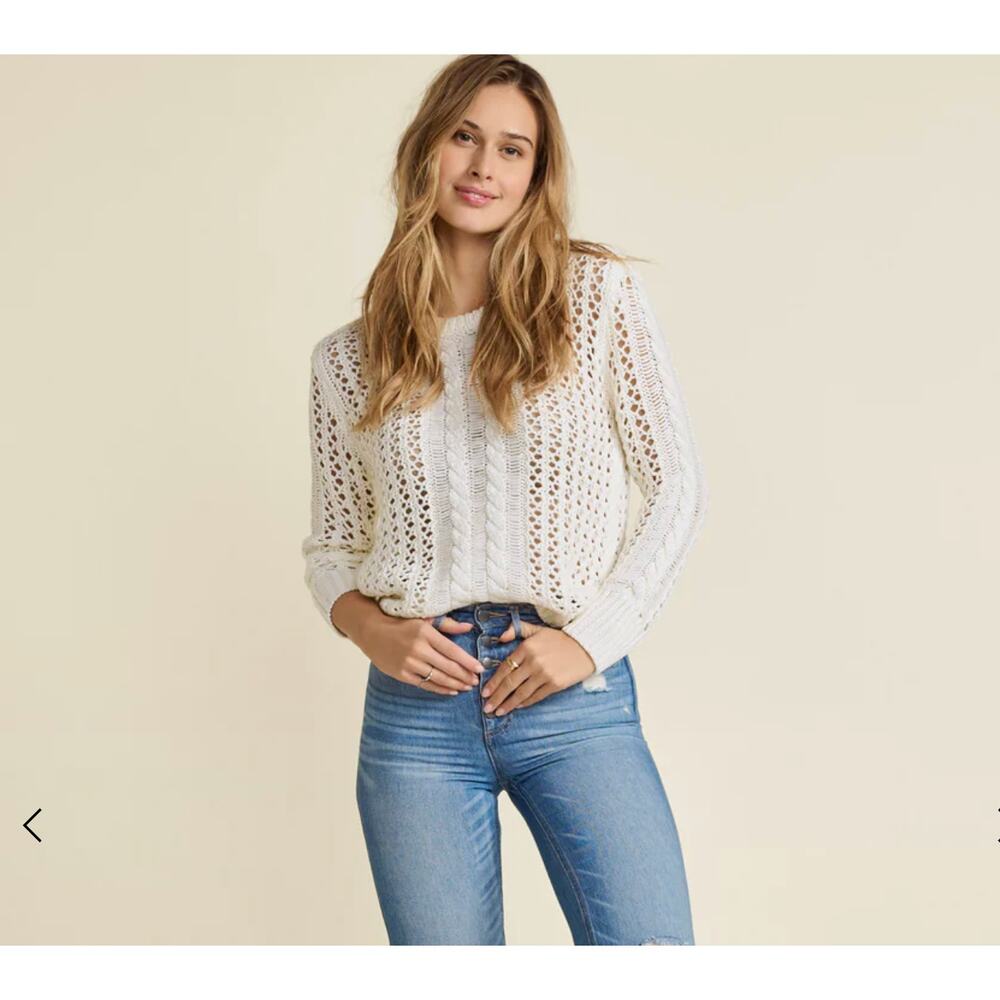 New with tags, VENUS Bow Tie Crochet Sweater, Cream, Size XL - Picture 2 of 15